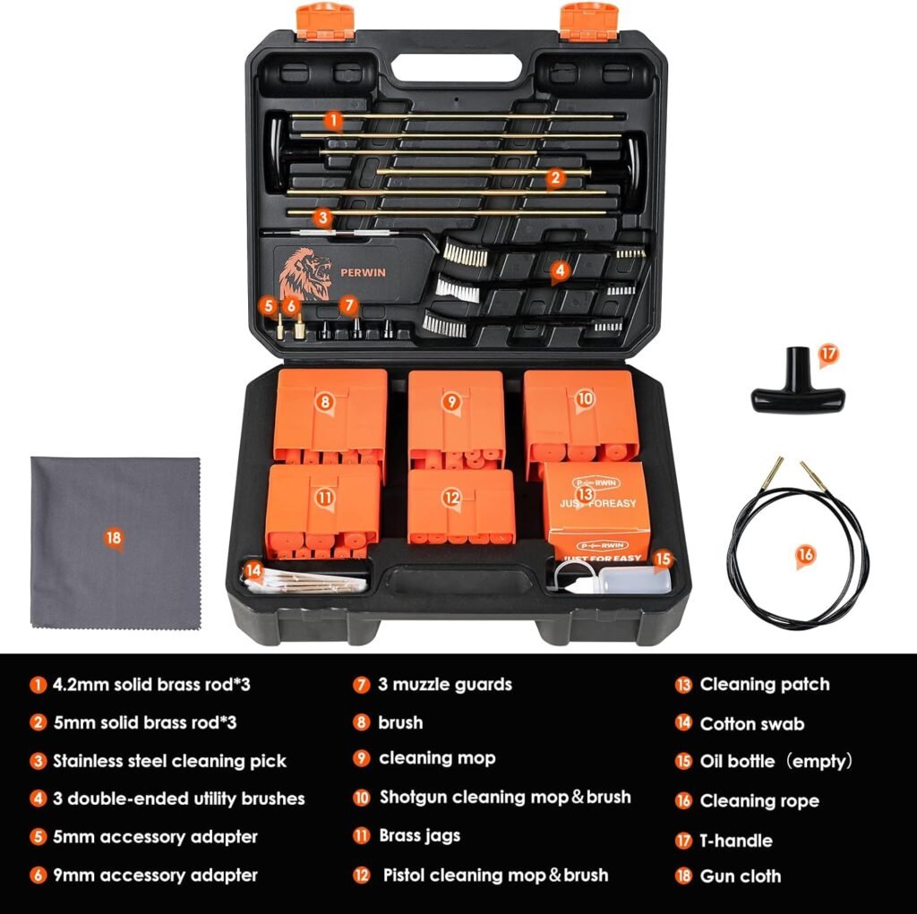 Gun Cleaning Kit, 84PCS Universal Gun Cleaning Supplies for Pistol Handgun Shotgun Cleaning Kit with Reinforced Rods, Double-Ended Brushes, Tough Carry Case…