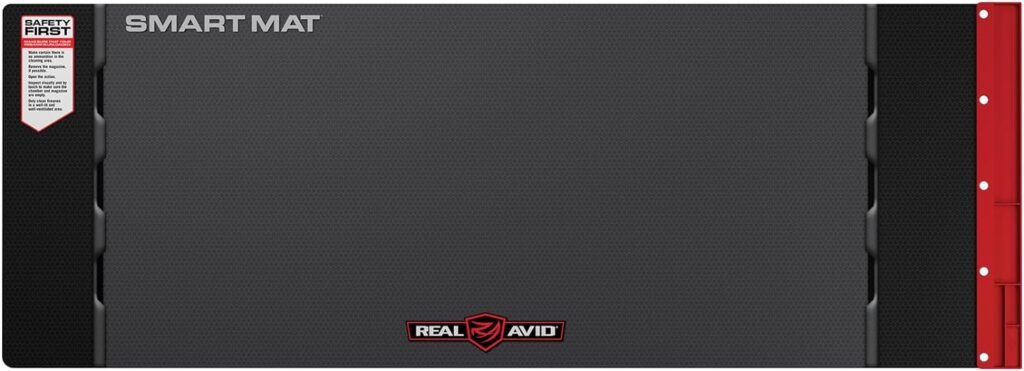 Real Avid Universal Smart Mat - 43x16”, Large Gun Cleaning Mat With Integrated Red Parts Tray, Gun Oil Resistant, Non-Slip, Padded Cleaning Mat, Great Rifle Cleaning Mat for Gun Cleaning Kits,charcoal