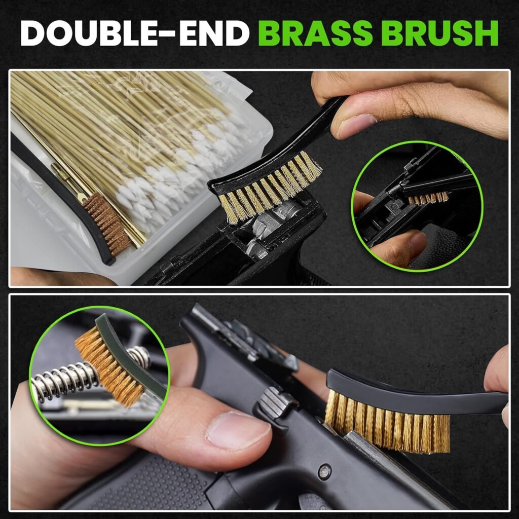 Gun Cleaning Supplies in Storage Box – 300Pcs Gun Cleaning Patches 200Pcs Gun Cleaning Swabs. Highly Absorbent – Includes Double-Ended Brass Brush and Gun Cleaning Rod – Gun Cleaning Kit Supplies