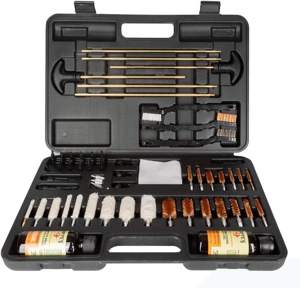Hoppes Deluxe Gun Cleaning Kit, 62 Piece Cleaning Kit with Oil, Brushes, Rods and More