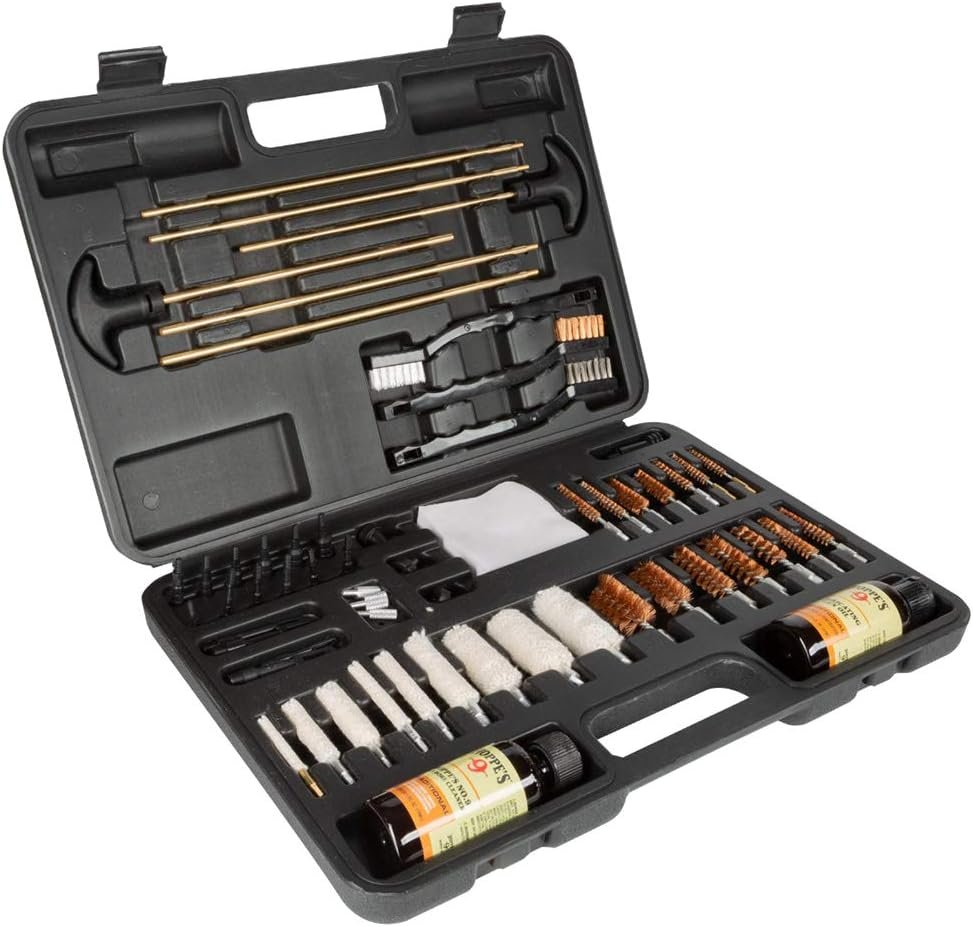 Hoppes Deluxe Gun Cleaning Kit, 62 Piece Cleaning Kit with Oil, Brushes, Rods and More