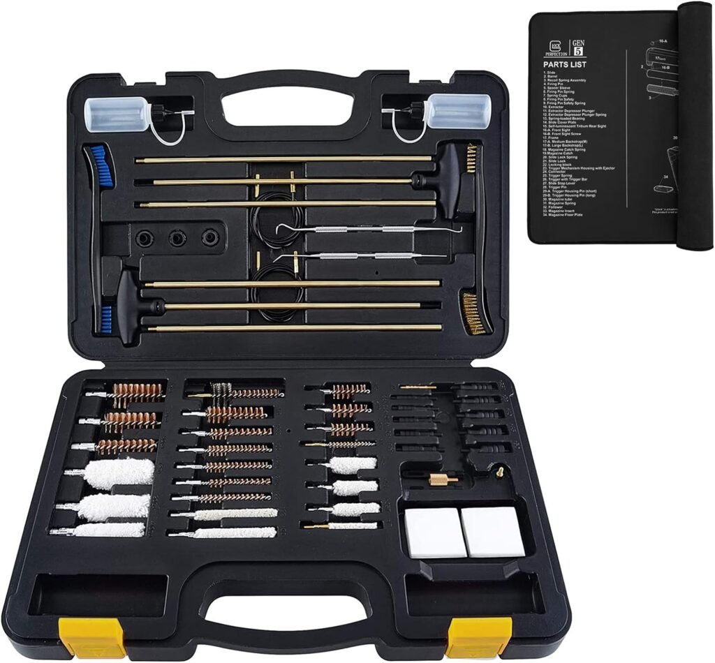 Raiseek Universal Gun Cleaning Kit for Rifle Pistol Shotgun Cleaning Kit for All Guns with Lightweight Organized Carrying Case Gun Cleaning Supplies Gun Jags and Brushes with Cleaning Mat