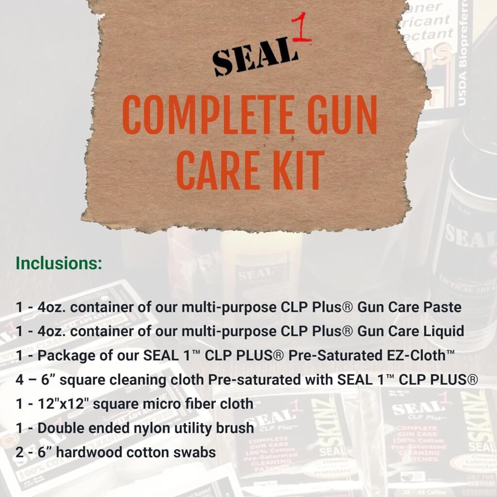 SEAL 1 Universal Cleaning Kit - Gun Cleaner Lubricant Protectant Firearm Bore Cleaner Gun Accessories Gun Cleaning Bore Paste  Liquid Gun Lube for Guns Rust Preventative Dissolve Carbon - 4oz