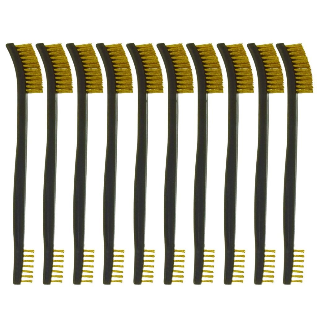 10-Pack Double-Ended All Purpose Gun Cleaning Brushes 7 inch Brass Steel Nylon Bristle Brushes (Brass)